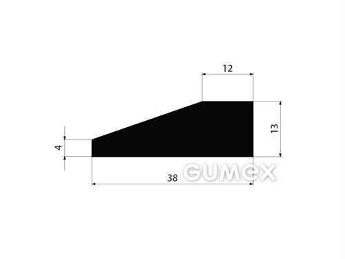 "Trapezförmiges" Gummiprofil, 13x38/12mm, 70°ShA, EPDM, -40°C/+100°C, schwarz, 